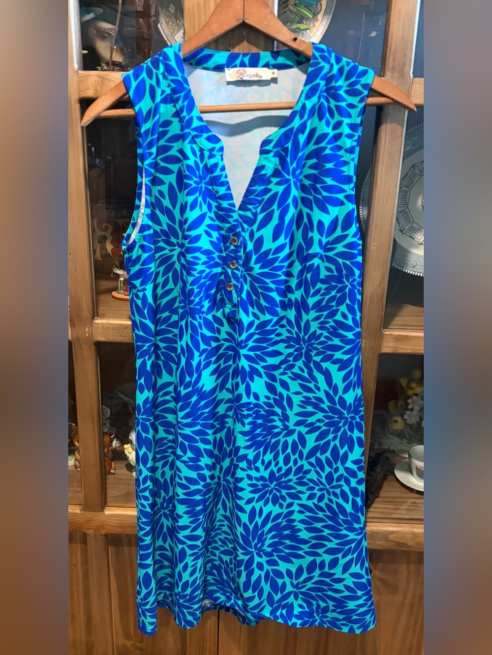 Aryeh Blue Floral Sleeveless Dress Size Medium